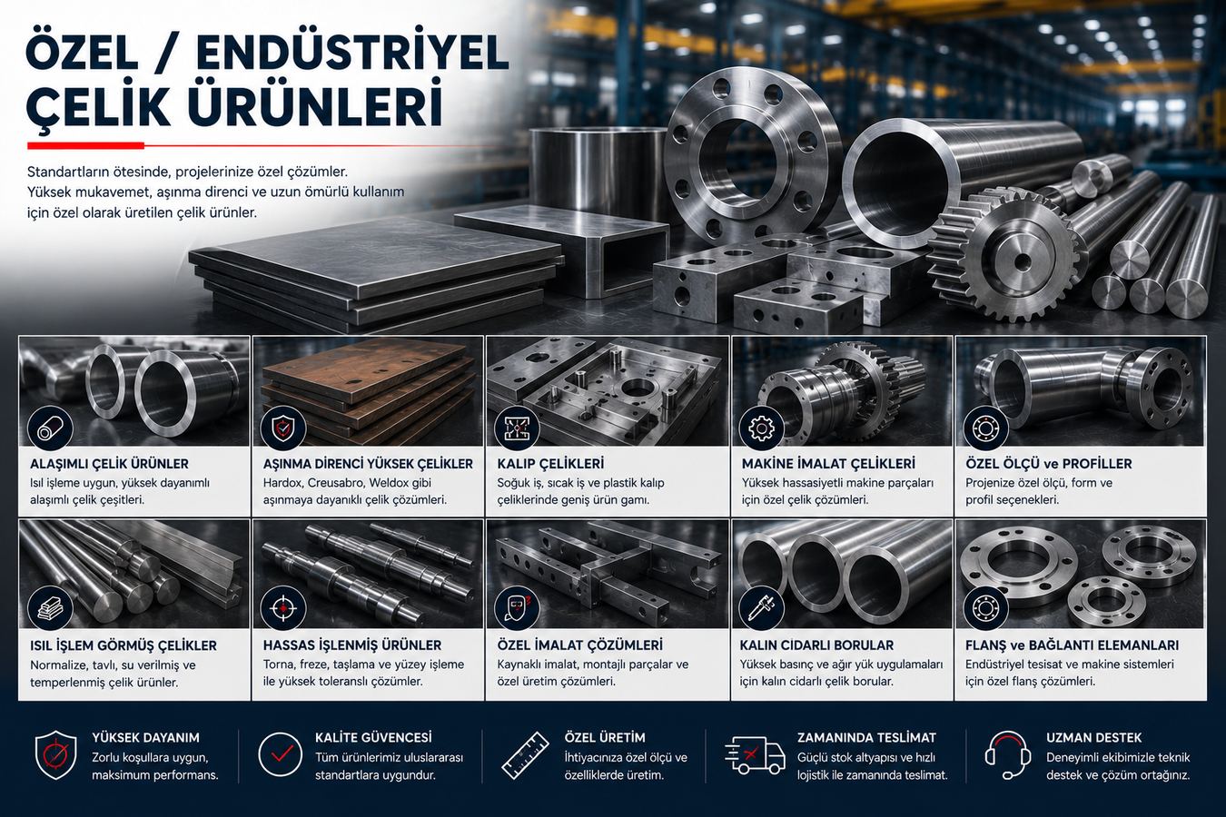 Özel ve endüstriyel çelik ürünleri